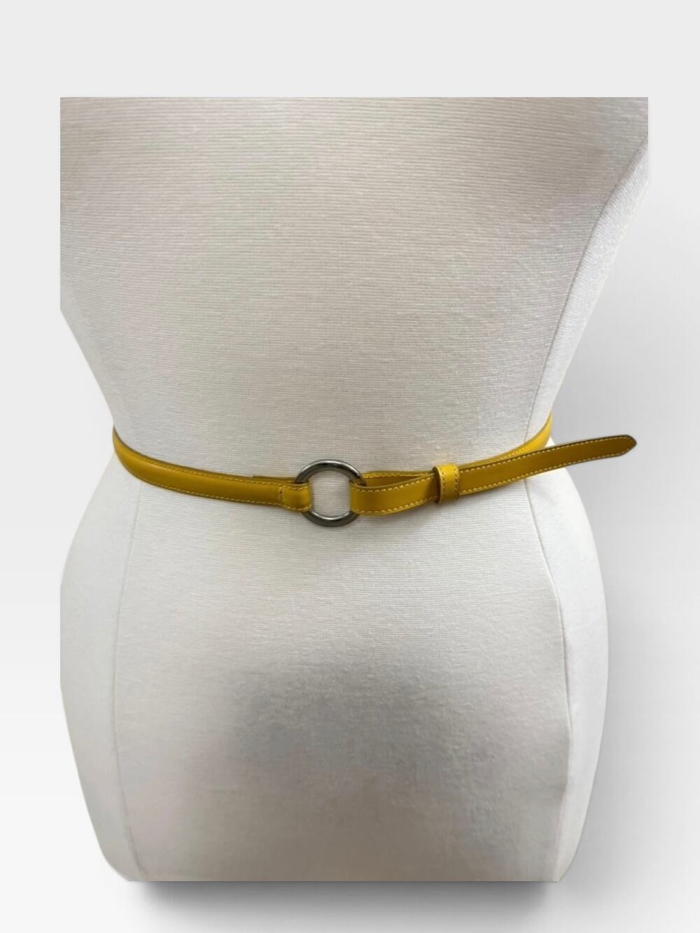 Tanner Mustard Leather Belt w/ Silver O Ring Made in Italy, Size L